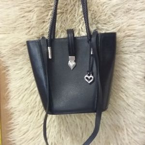Vintage Brighton Heart Black Leather Shoulder Bag